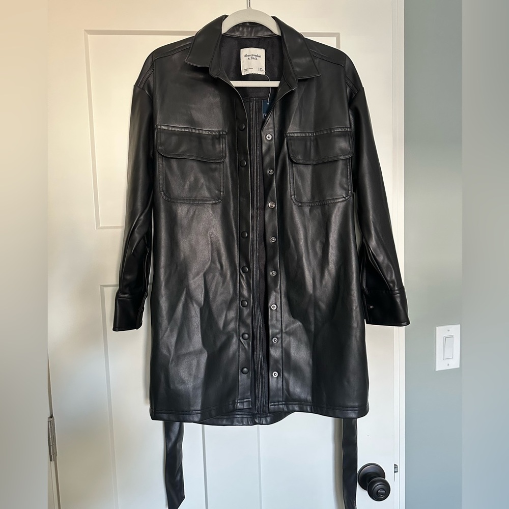 Abercrombie faux leather shirt dress/jacket